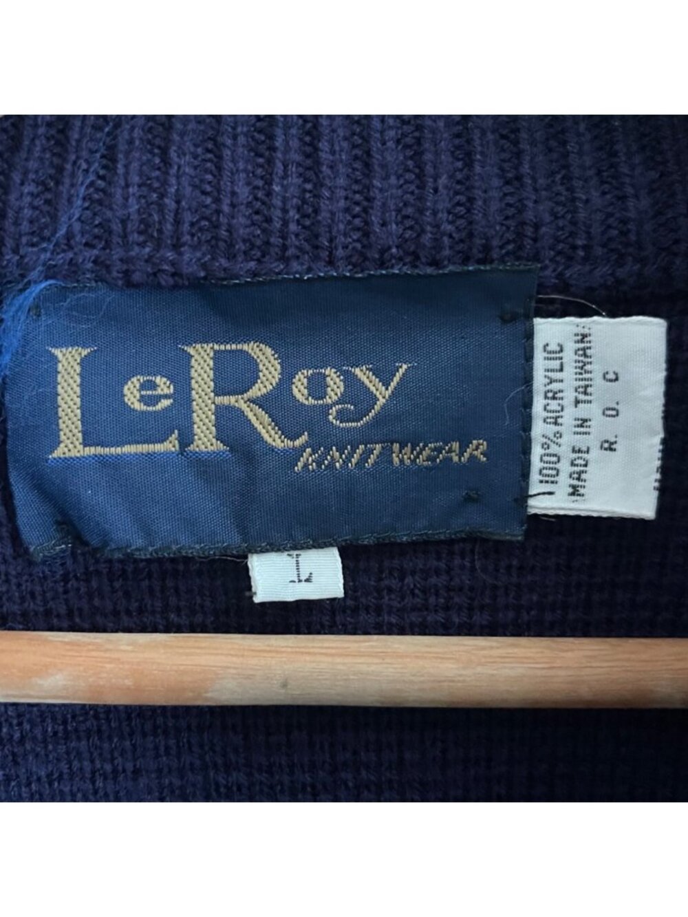 Vintage LeRoy Womens Zip Sweater Size L Navy Nautical Sailboat Anchor Coastal - Picture 3 of 12